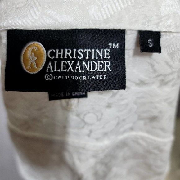 Vintage 90s Christine Alexander S White Filigree‎ Denim Studded Western Jacket - Picture 9 of 10